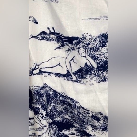 LIKE NEW 100% Linen Reformation Gisele Midi Dress Covina White Blue Size Small - Picture 3 of 13